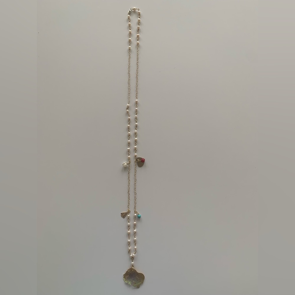 Long golden necklace